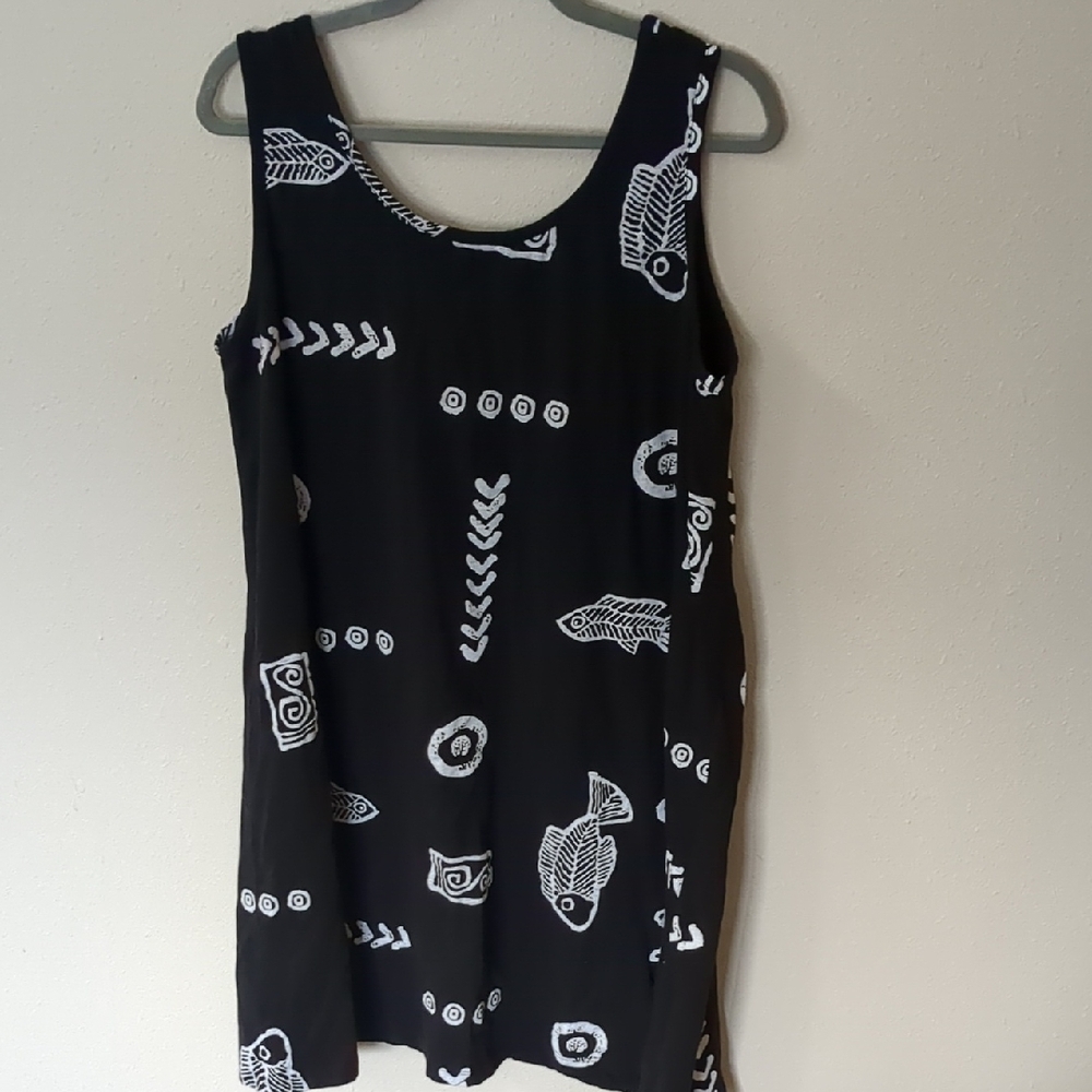 Black and White Patterned Dress Womens Xl BaBa Hawaii USA